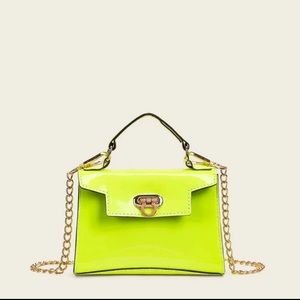 Neon green micro mini cross body satchel bag